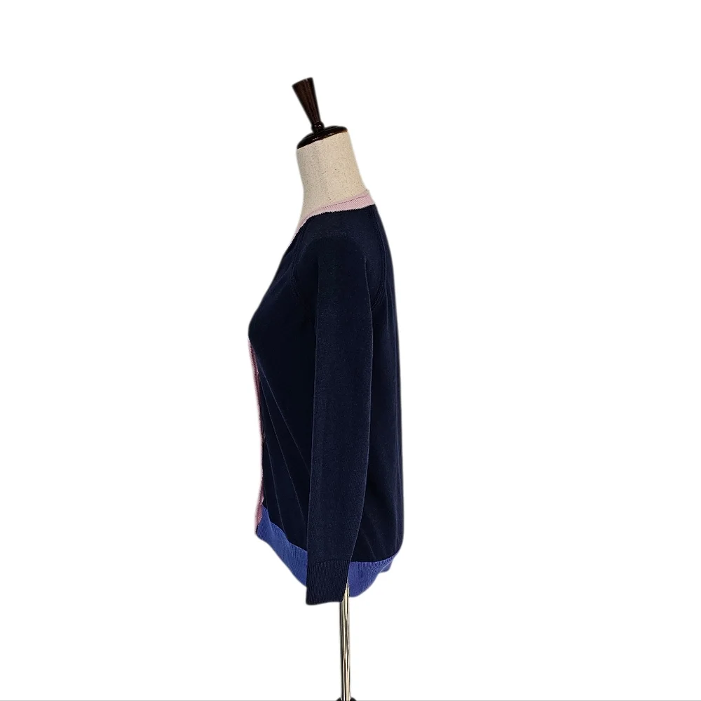 Talbots Navy and Pink Women's Cotton‎ Cardigan Sweater XS Preowned - Picture 4 of 9